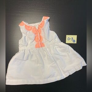 Carter's 3m White Tank Style Summer Dress with Coral Details